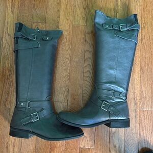 Tall gray zipper boots